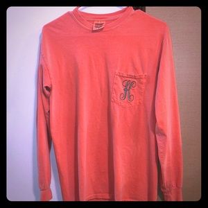 Coral Comfort Color long sleeve t-shirt size-small